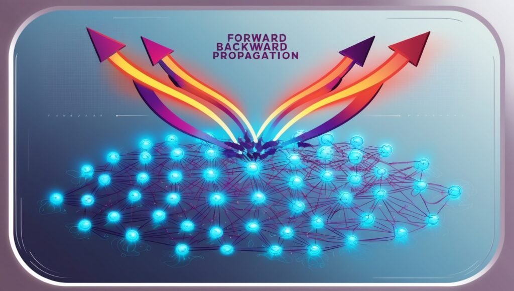 Diagram explaining forward and backward propagation in a neural network