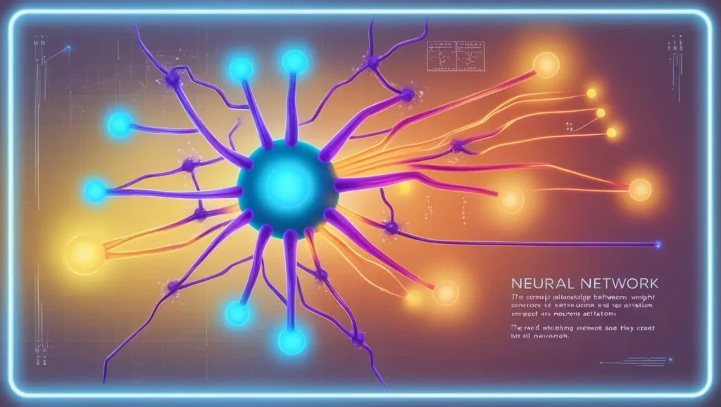 Visualization of weights and biases in a neural network, showing their impact on neuron activation